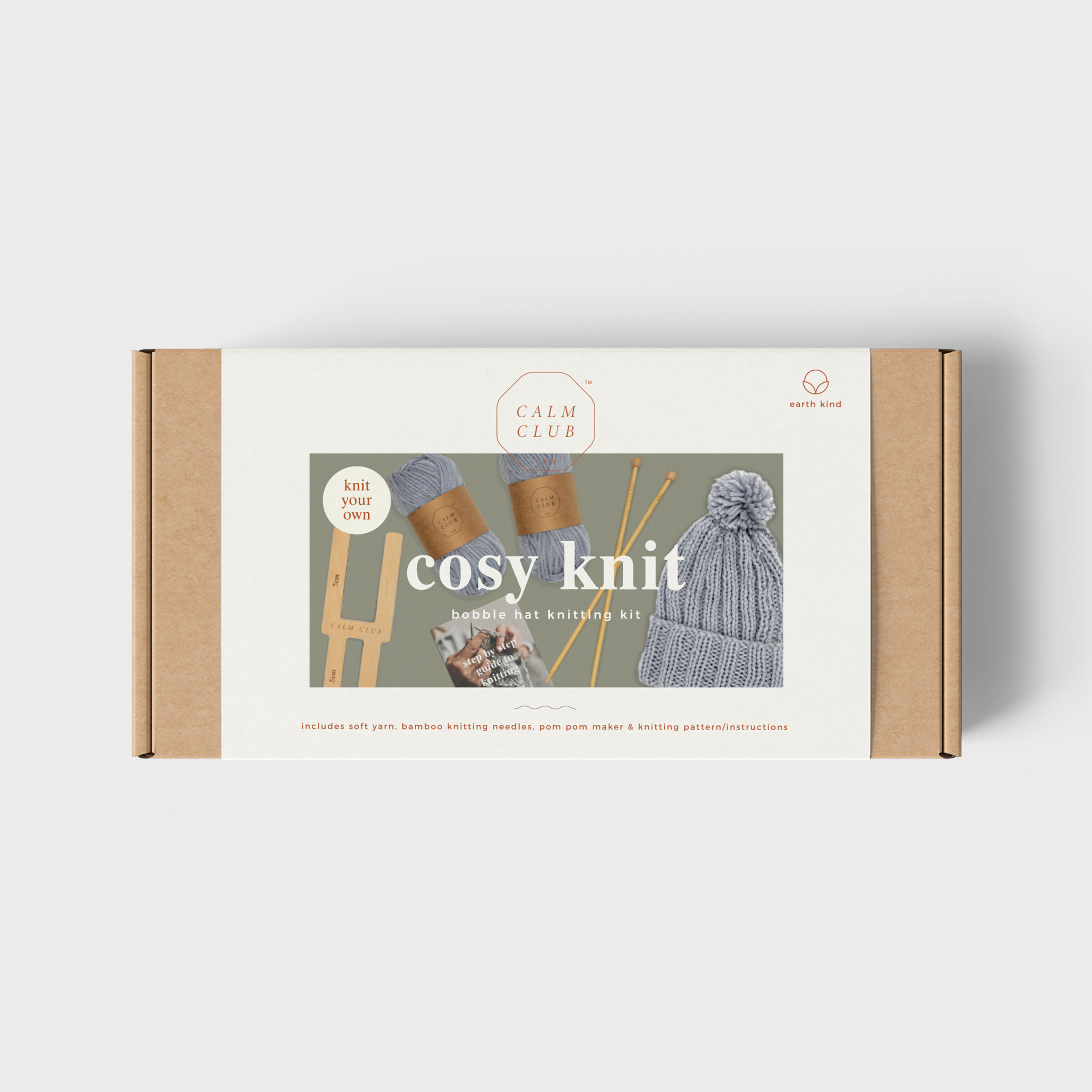 Cosy Knit Calm Club DIY Bobble Hat Kit.