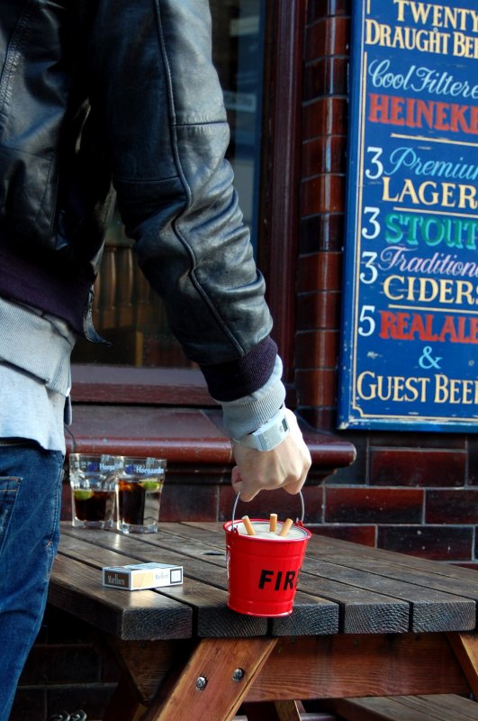 Fire Bucket Ashtray Mini fire bucket with sand.