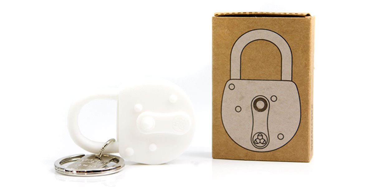 Lock Keychain Old style padlock cast in silicone rubber.