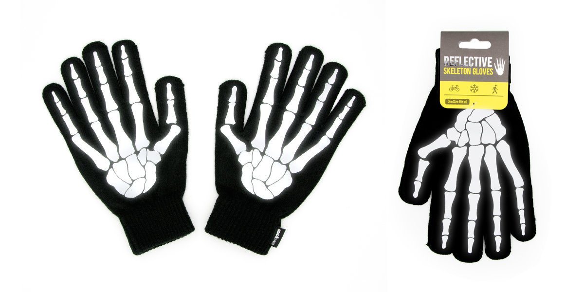 Reflective Skeleton Gloves HiVis gloves with reflective skeleton print.