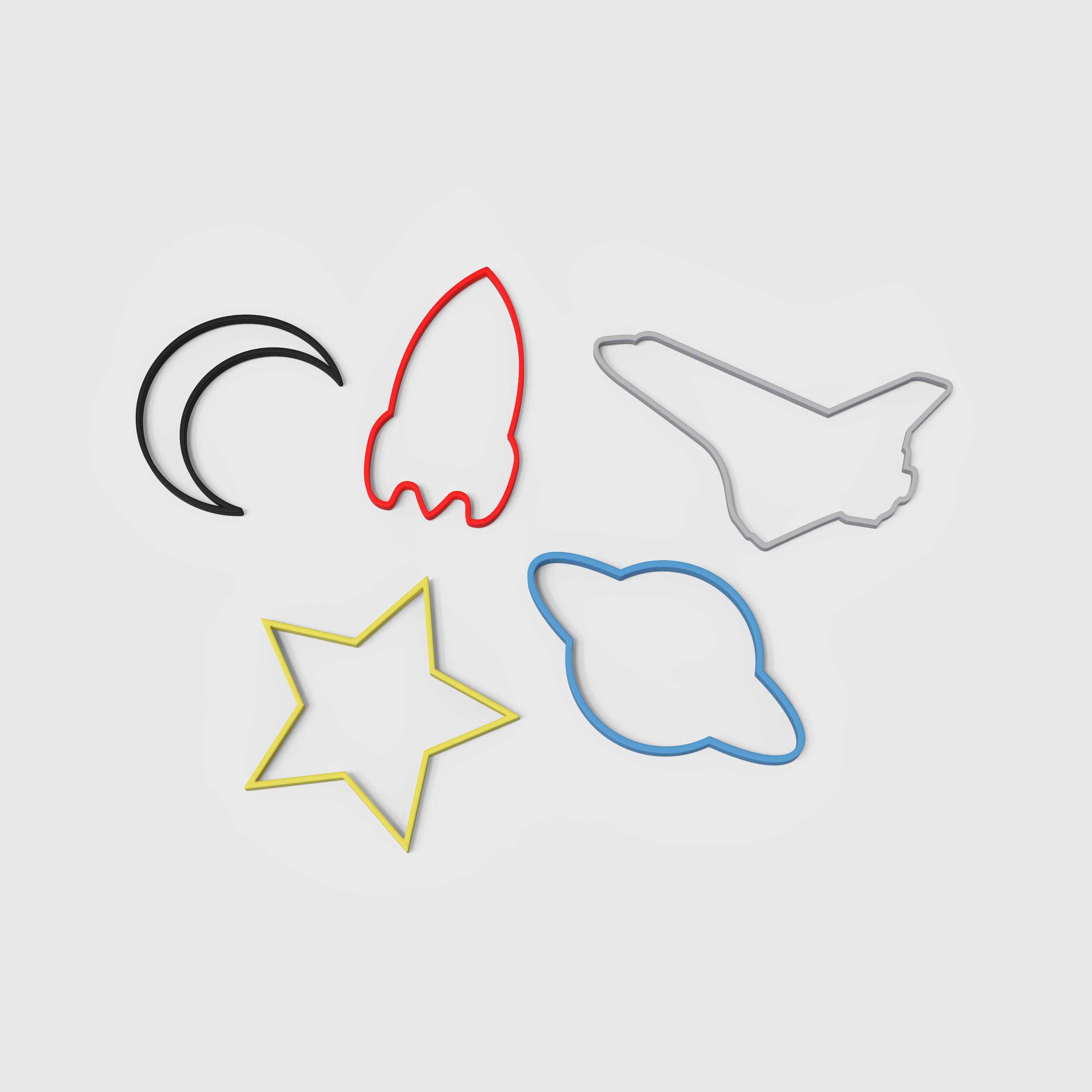 Space Elastic Bands Assorted space theme shaped rubber bands.