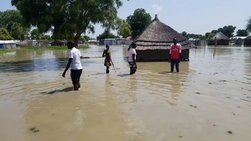 Part of Bor town seen in floods [Photo by Jacob Aluong]