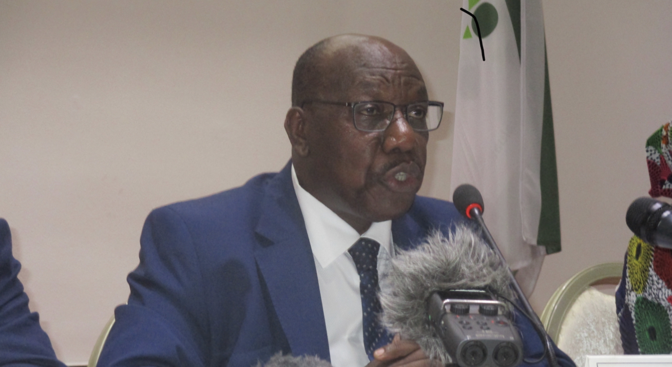 General Charles Tai Gituai, the interim chairperson R-JMEC speaks during the 18th monthly meeting of the R-JMEC in Juba on July 22, 2021 [Photo by Awan Achiek/Sudans Post]