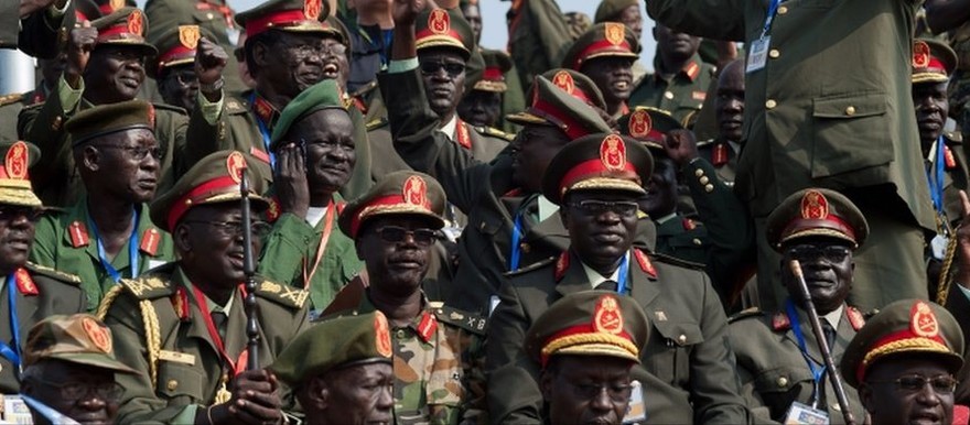 South Sudan army commanders during independence celebration on 9 July 2011. [Photo by unknown]