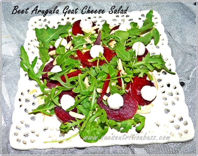 Heart Healthy Roasted Beet with Wild Arugula & Goat Cheese Salad #SundaySupper