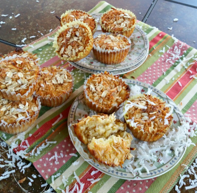 Tropical Banana Pineapple Coconut Muffins #SundaySupper #GlutenFree