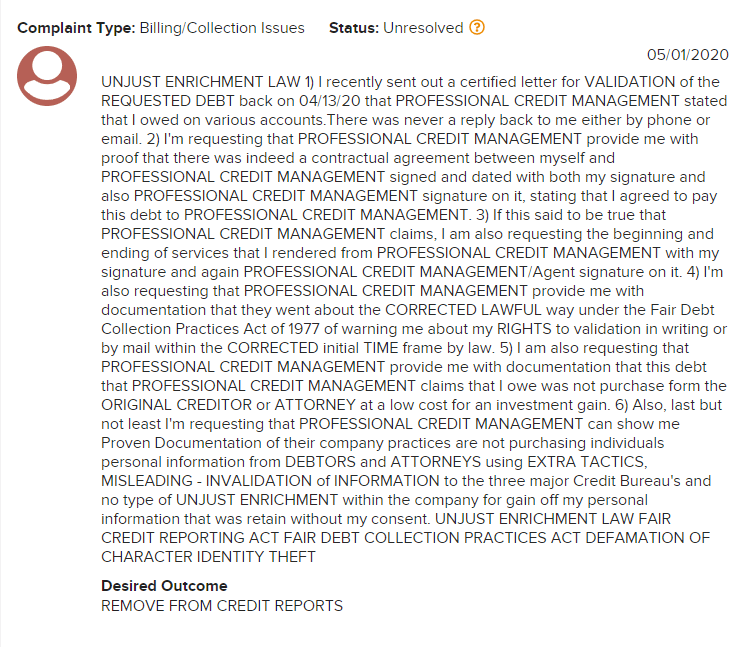 Is Professional Credit Management a scam? Sue The Collector