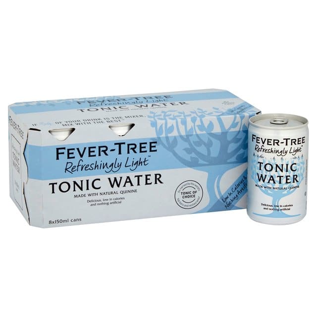 Fever Tree light tonic 8 x 150 ml cans Sugar & Rind