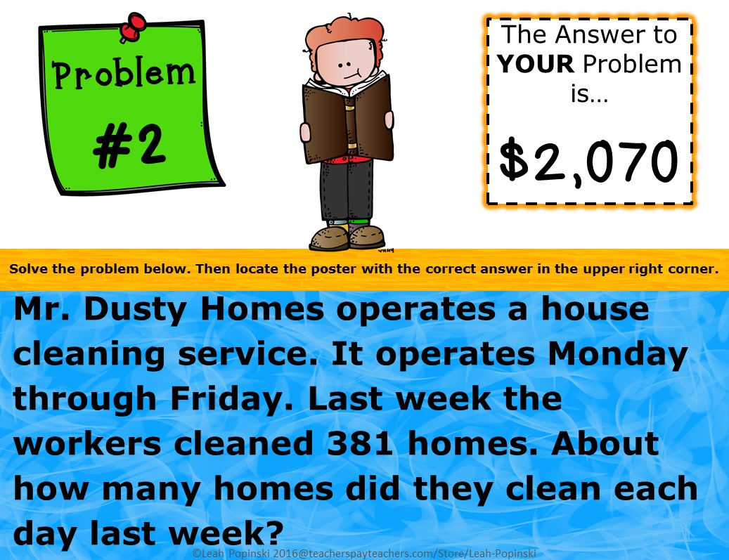 End of the Year Activities Fourth Grade Math Word Problems Scavenger