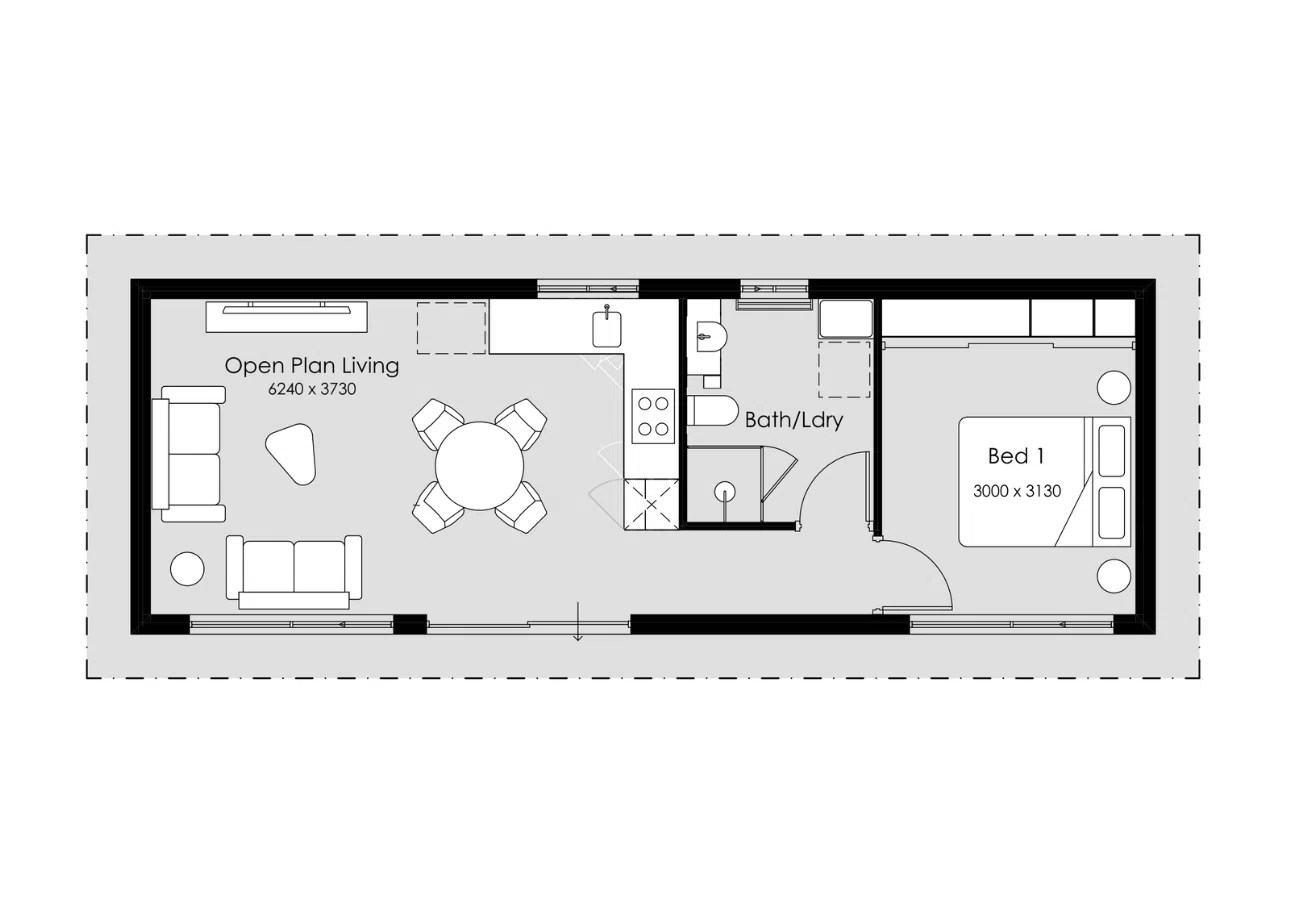 1 Bedroom Granny Flat Floor Plans & Designs Small Granny Flats
