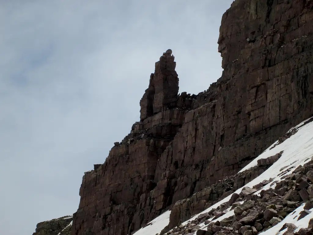 Jagged rock formation on the east side of West Gunsight Peak, Uinta
