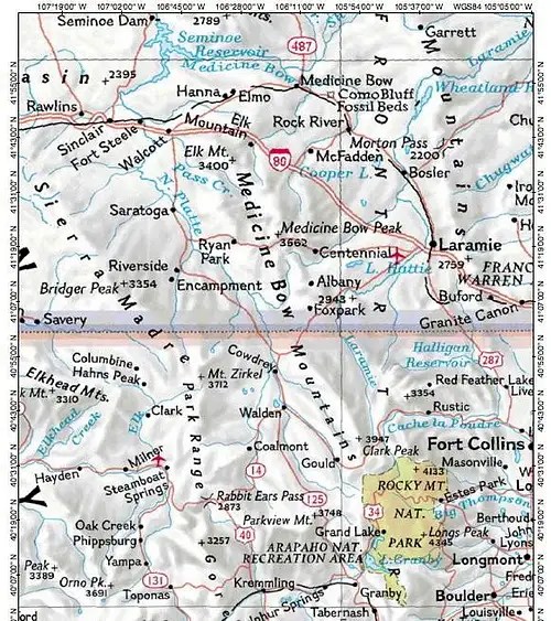 Medicine Bow Mountains locator map Photos, Diagrams & Topos SummitPost