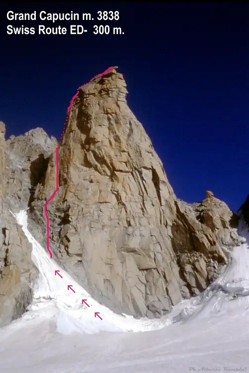 Via degli Svizzeri or Swiss Route (Grand Capucin) Climbing, Hiking