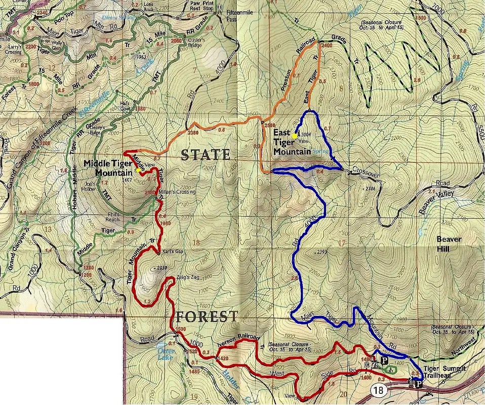 Tiger Mountain Trail Map Where Middle Meets East Photos, Diagrams & Topos SummitPost