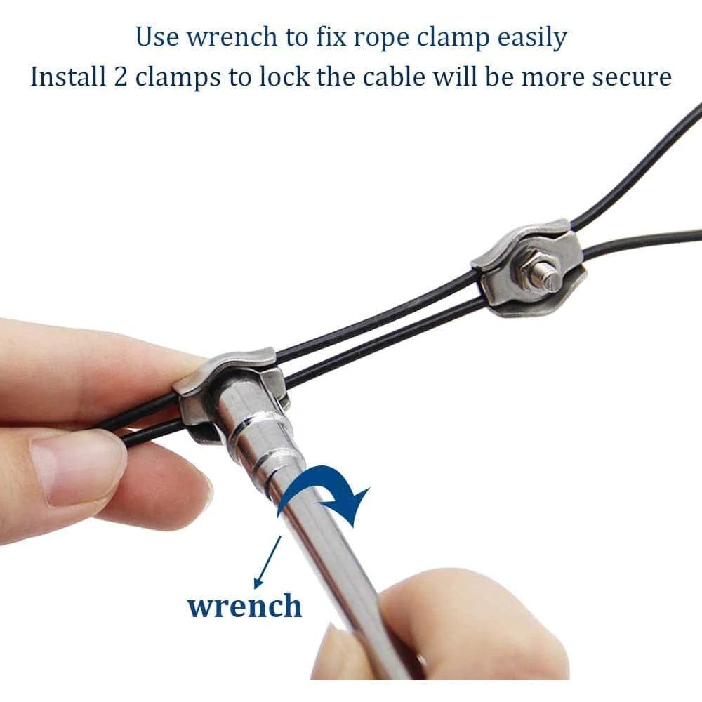 String Light Hanging Cable Kit, Nylon Coated 304 Stainless Steel Guide