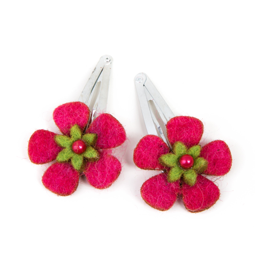 Large Pink Felt Hair Clips Handmade Hair Accessories Sunbula