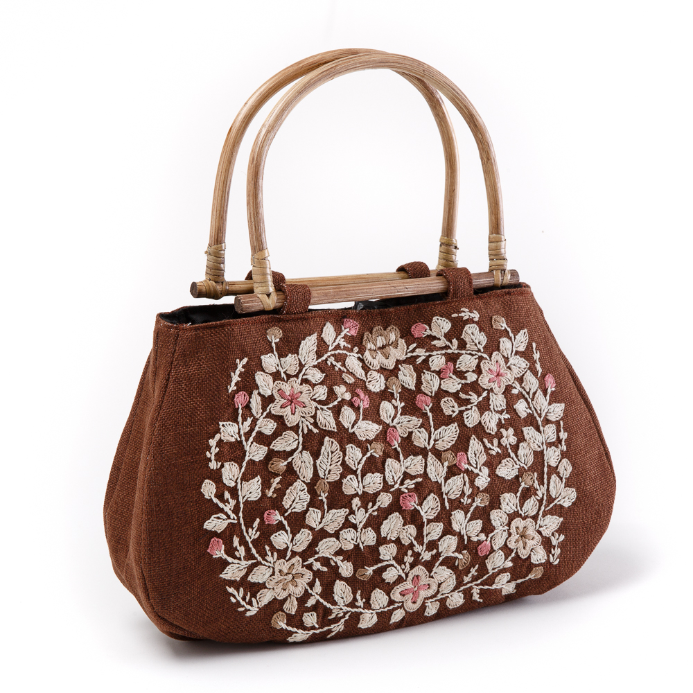 Floral Handbag Brown Embroidered Handbags From Palestine