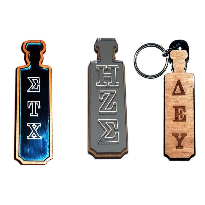 Custom Greek Letter Keychains Sunburst Reflections