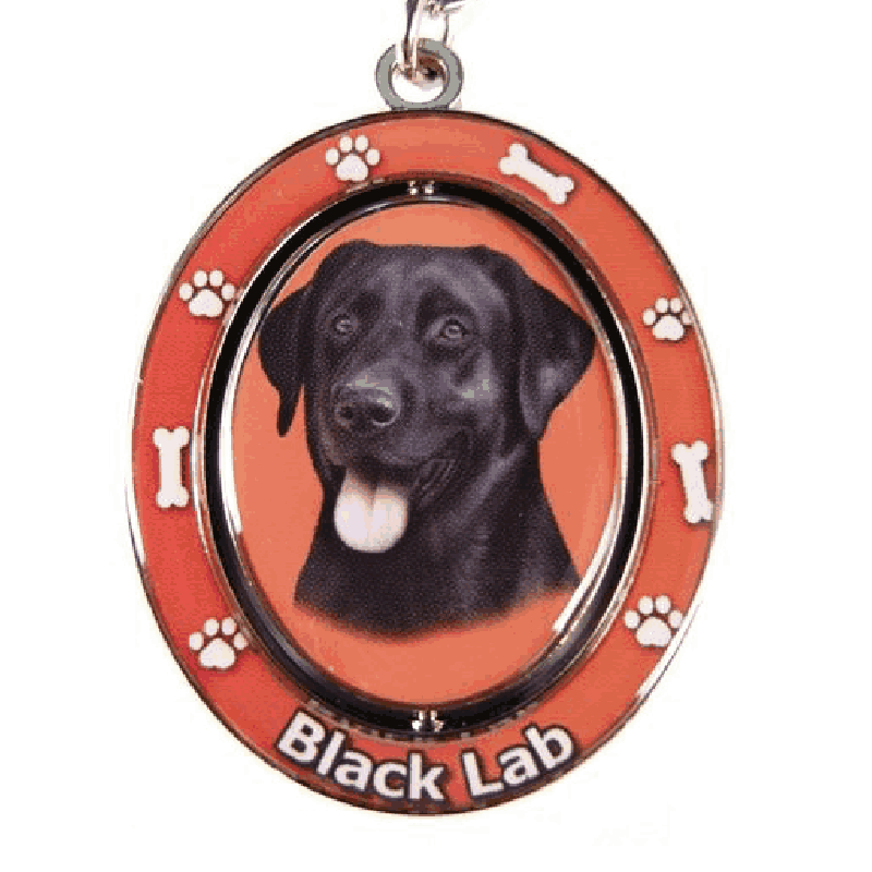 Labrador Spinning Key Chains in Black and Chocolate and Yellow
