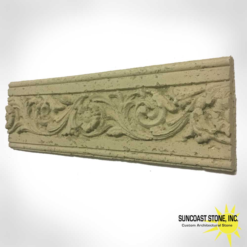 Flower filigree listello border tile 13x4 Suncoast Stone