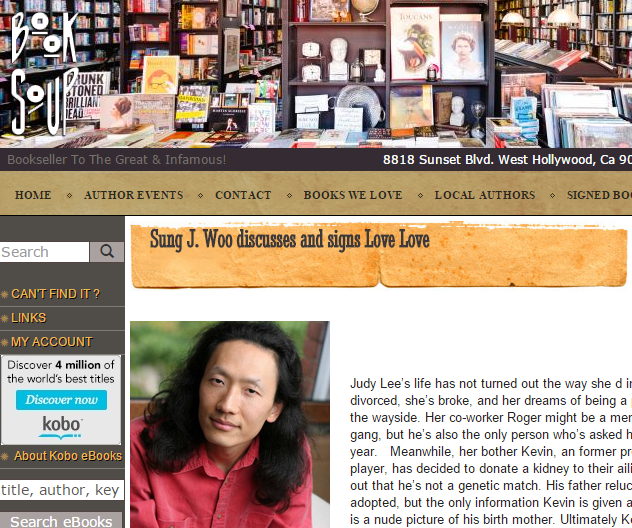 9/17/15 7pm Book Soup Los Angeles, CA Sung J. Woo