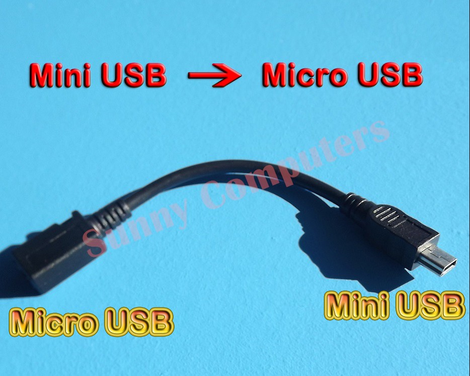 Micro USB Female to Mini USB 5PIN Male Adapter Converter Cable Data