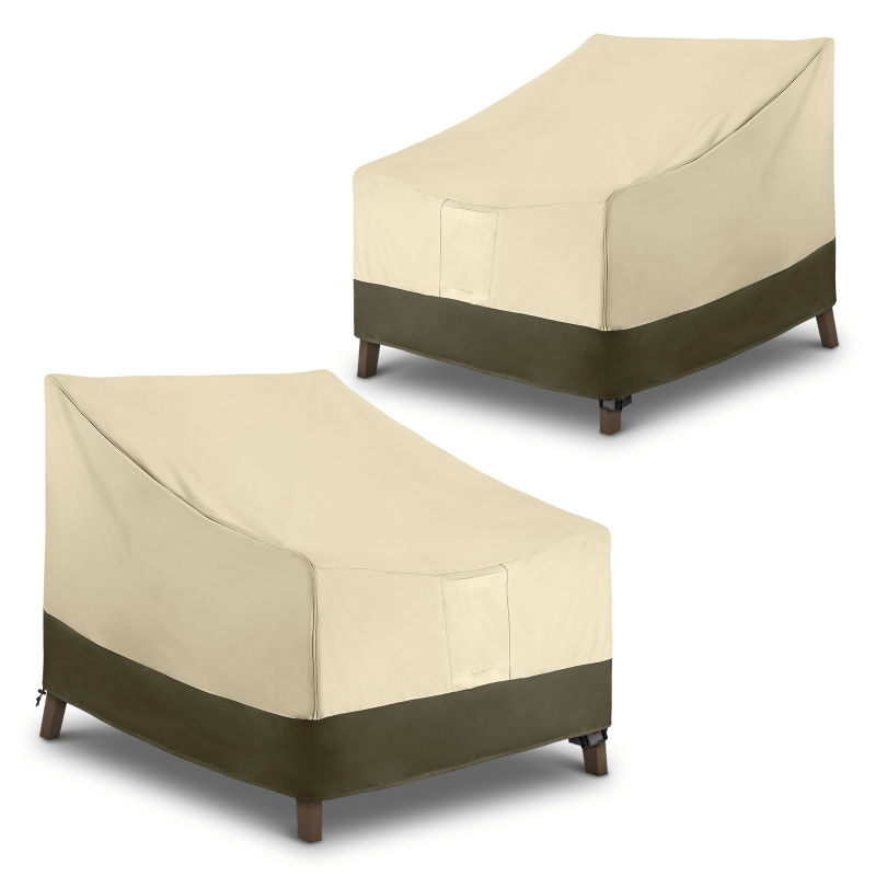 SunPatio Patio Chair Covers 2 Pack, 32W x 40D x 30H inch, Beige & Olive SunPatio