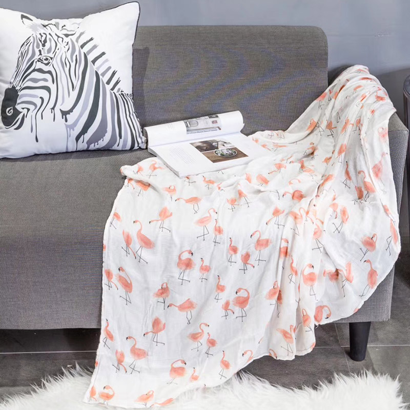 Organic Cotton Muslin Custom Print Baby Swaddle Blanket