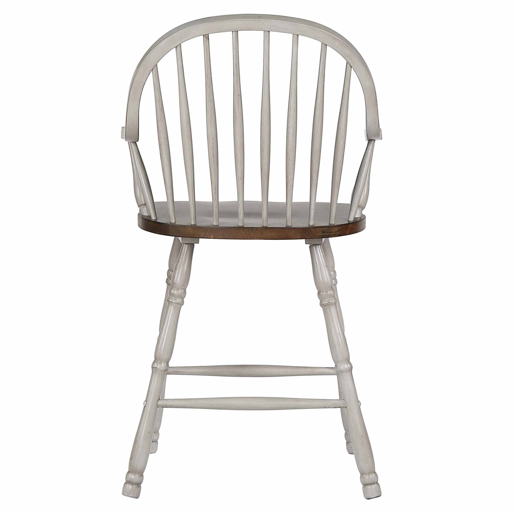 Windsor Bar/Counter Stools w/Arms Distressed Gray & Brown (Set of 2