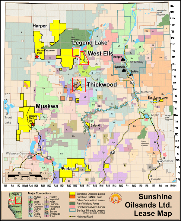 Sunshine Oilsands Ltd. oil sands Athabasca projects operations