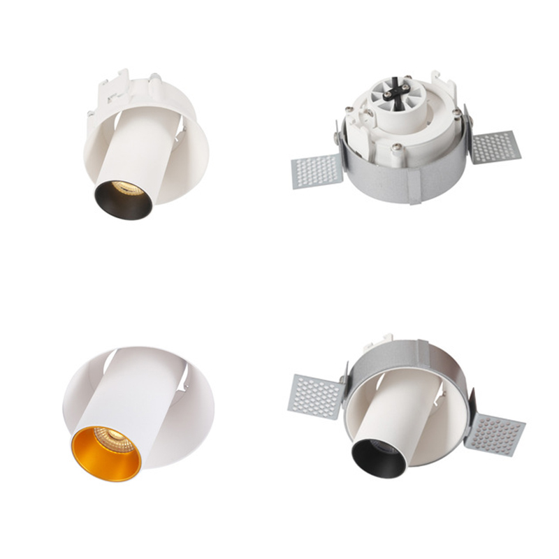 Trimless adjustable downlight, recessed lighting