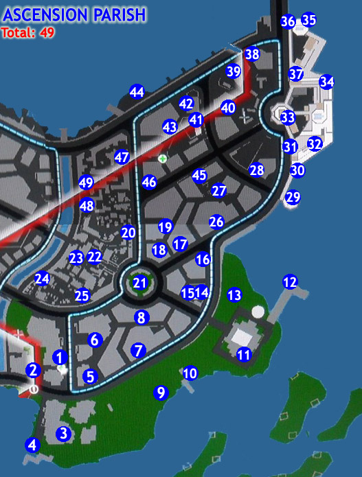 Ascension Parish Blast Shards Map inFamous 2 Guide and Walkthrough