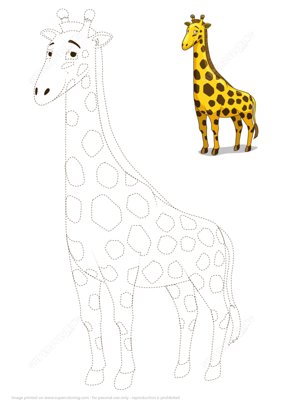 Connect the Dots to Draw a Giraffe Free Printable Puzzle Games