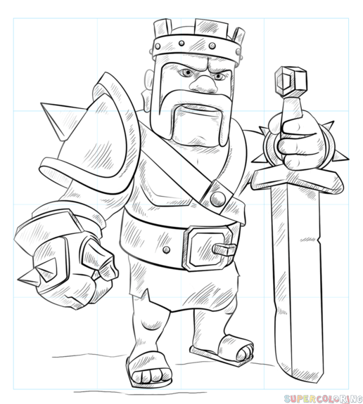 How to draw Barbarian King from Clash of Clans Step by step Drawing tutorials