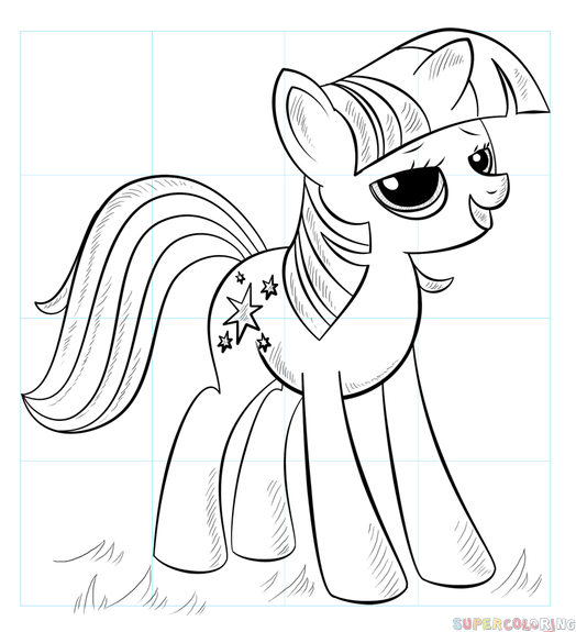 How to draw Princess Twilight Sparkle Alicorn Step by step Drawing