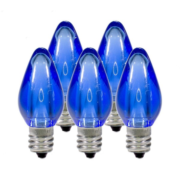 LED Smooth C7 Blue Replacement Christmas Light Bulbs for E12 Sockets