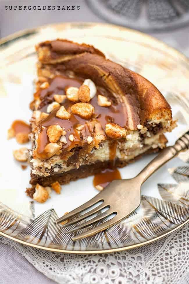 Nutella and salted caramel cheesecake Supergolden Bakes