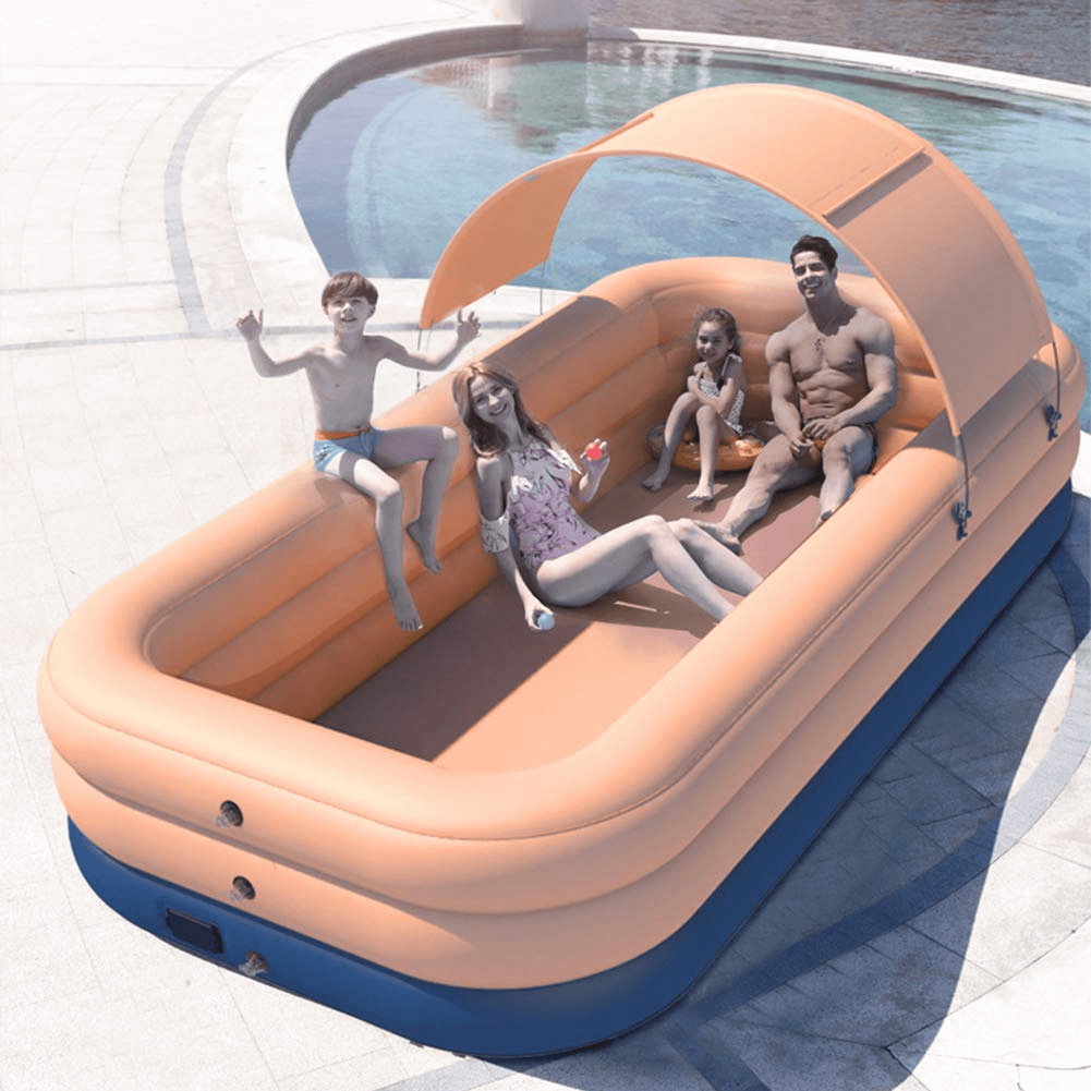PVC Inflatable Pool with Canopy Family Pool with Sunshade Canopy