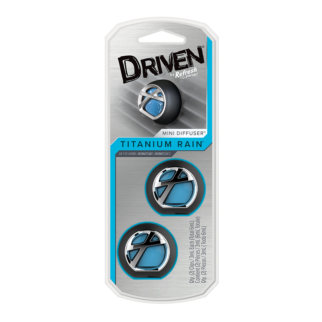 Driven Mini Vent Diffuser Air Freshener 2 Pack Titanium Rain