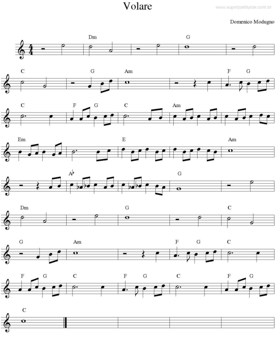 Super Partituras Volare (Domenico Modugno), com cifra