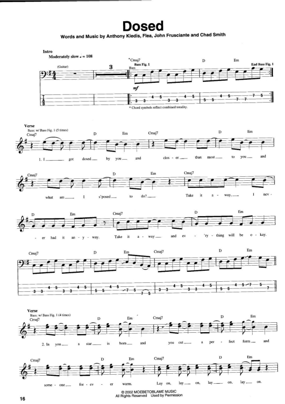 Super Partituras Dosed (Red Hot Chili Peppers, Anthony Kiedis, Chad