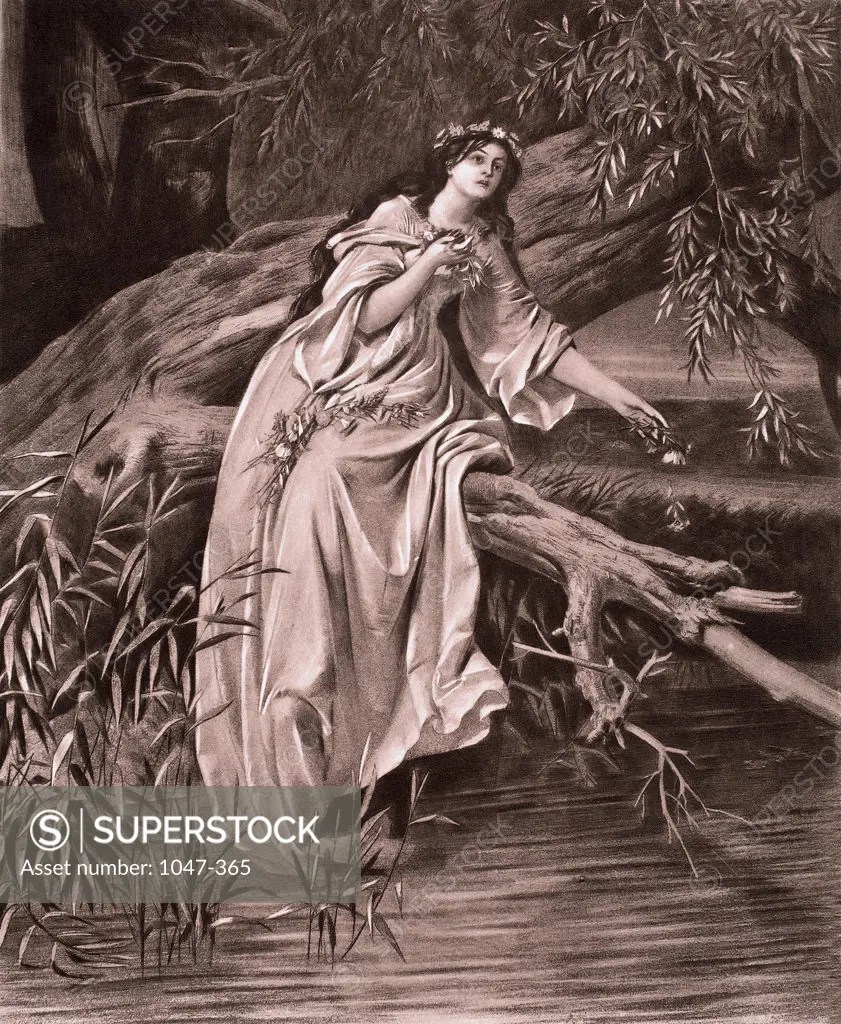 Ophelia In Her Madness Scene from Shakespeare's "Hamlet" After the