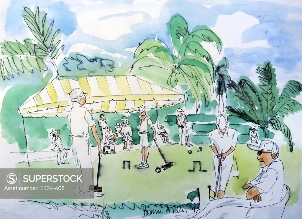 Croquet by Bonnie Miller, 1997, 20th century, USA, Florida, West Palm