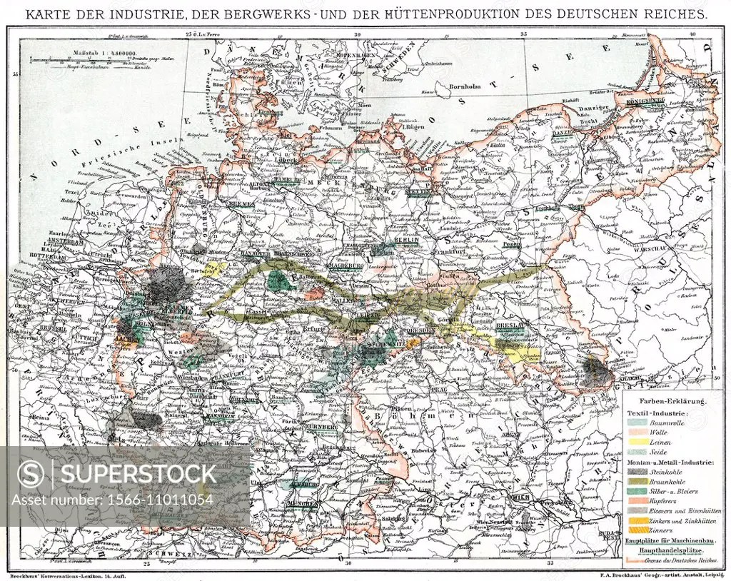 Map of industry, German Empire, 1894 SuperStock