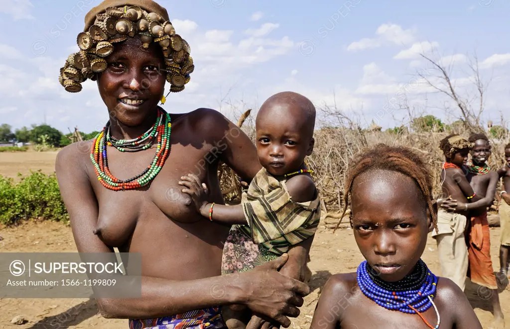 Dassnech Tribe in Omorate Ethiopia Africa Lower Omo Valley wife with