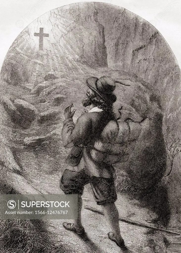 Christian relieved of his burden. From The Pilgrim´s Progress by John