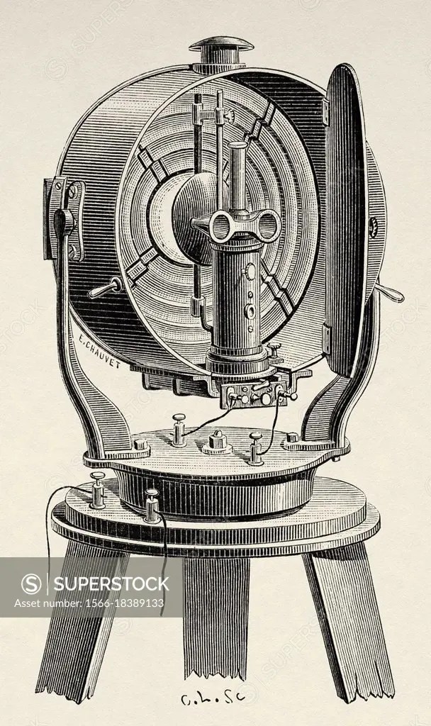 Electric light projector for marine by German inventor Werner von