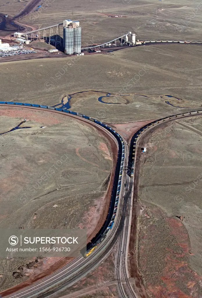 Gillette, Wyoming An aerial view of a coal train loading facility at