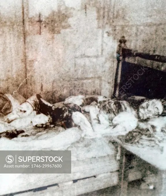 Crime scene photograph of Mary Jane Kelly. Mary Jane Kelly (also known