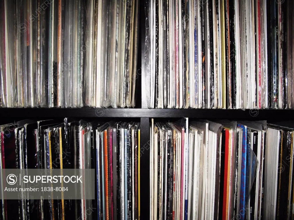 Shelves of Vinyl Albums SuperStock